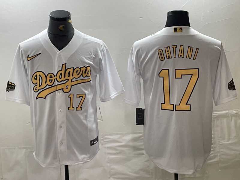 Mens Los Angeles Dodgers #17 Shohei Ohtani Number White 2022 All Star Stitched Cool Base Nike Jerseys->los angeles dodgers->MLB Jersey